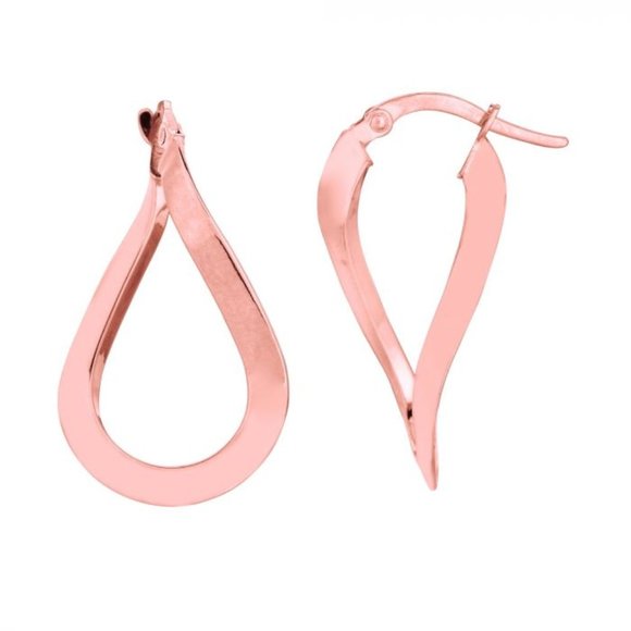 14K Rose Gold Tear Drop Twist Freeform Earring